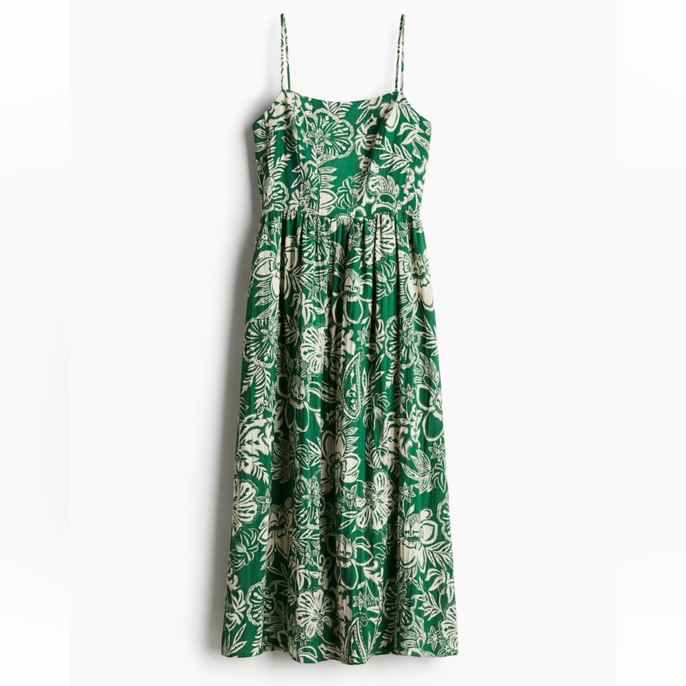 NWT H&M Strappy Green Floral Maxi Dress